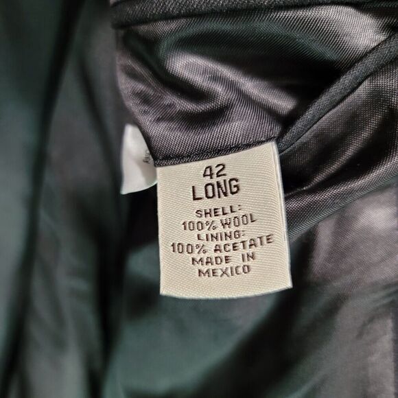 Pronto Uomo 44L Long Mens Wool Sport Coat Blazer Suit Jacket 2 Button Black - Picture 3 of 8